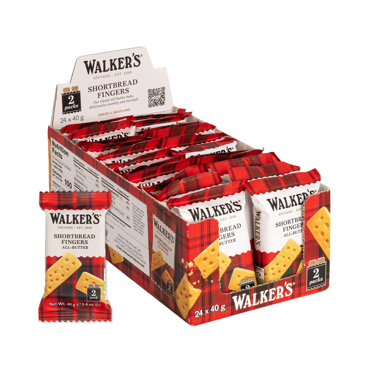 Walker's Shortbread Fingers – Pure Butter Shortbread Cookies, 1.4 oz (Pack of 24)