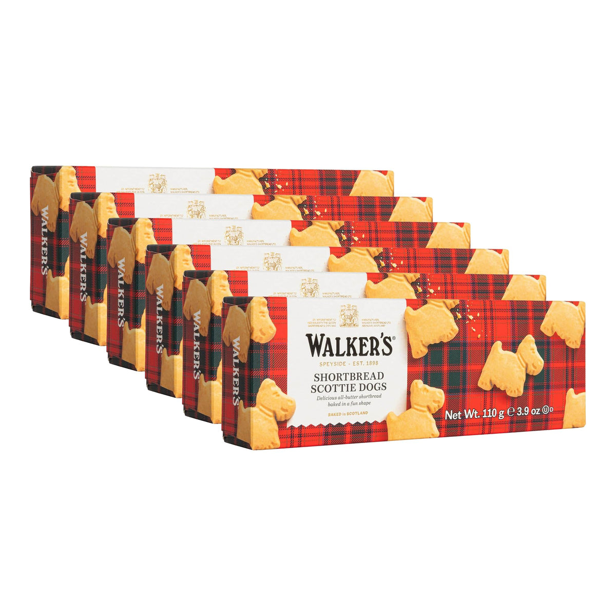 Walker’s Shortbread Scottie Dog Cookies — Pure Butter Shortbread, Kosher & Vegetarian, 3.9 oz Box (Pack of 6)
