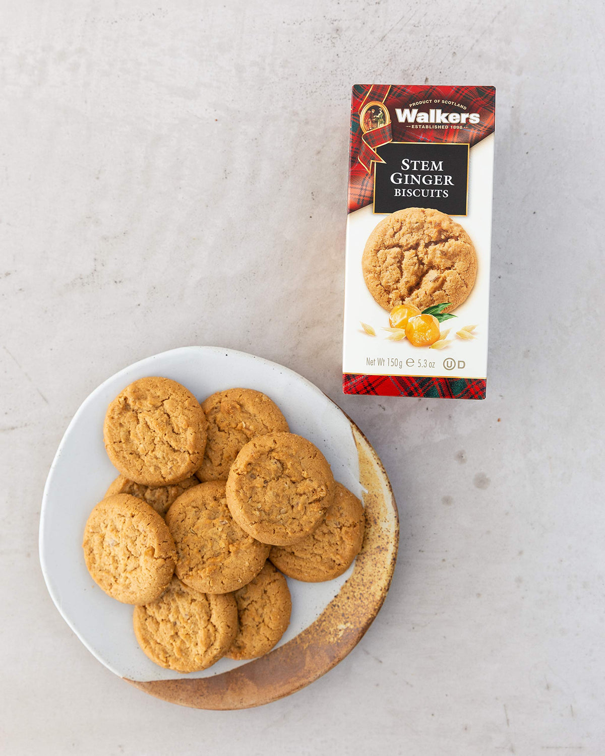 Walker's Stem Ginger Shortbread Biscuits | Scottish Cookies, 5.3 oz (Pack of 6)