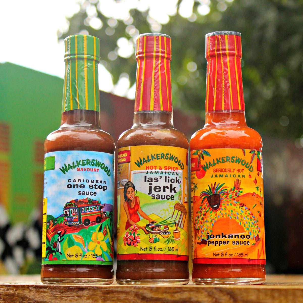 Walkerswood Hot & Savory Sauce Kit – Fire Stick, Hot JonKanoo, Zesty Caribbean One Stop, LasLick Jerk