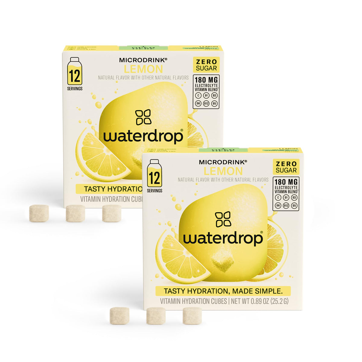 Waterdrop Hydration Cubes Lemon – Electrolyte Powder with Vitamin C & B Vitamins | On-The-Go Water Enhancer for Still & Sparkling Water | Low Calorie, Sugar Free, Gluten Free, Vegan | 24 CT