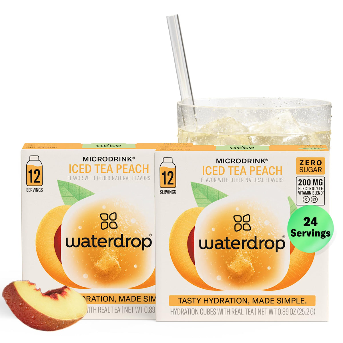 Waterdrop Hydration Cubes Peach Iced Tea with Vitamin C & B3 — 24 Count