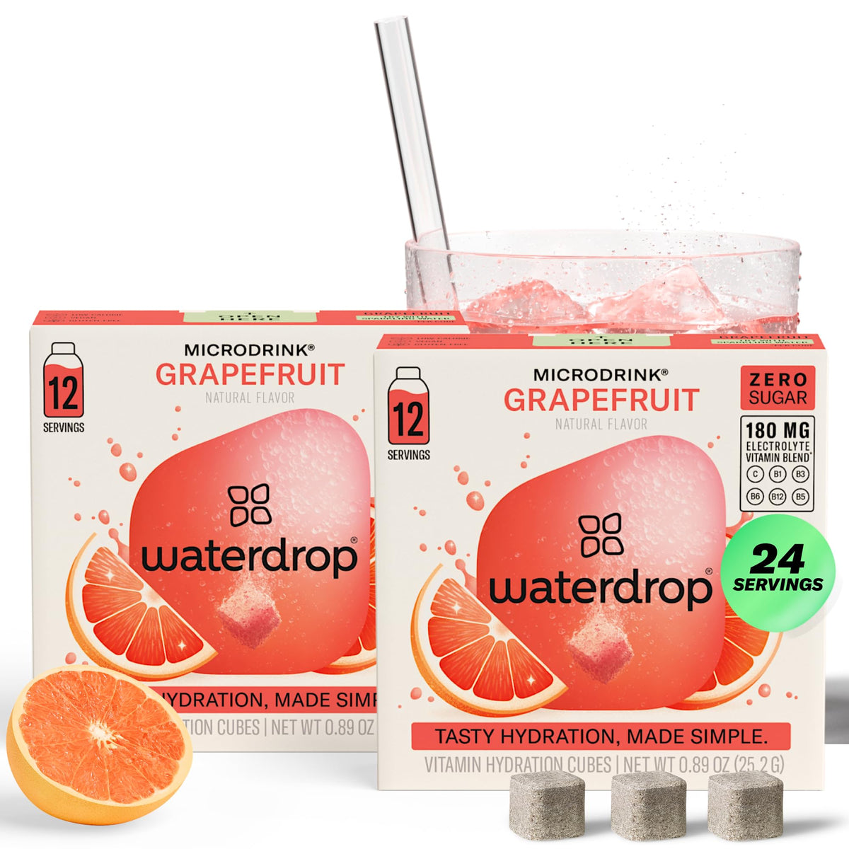 Waterdrop MICRODRINK Hydration Cubes – Grapefruit, Vitamin C & Electrolytes, Sugar Free