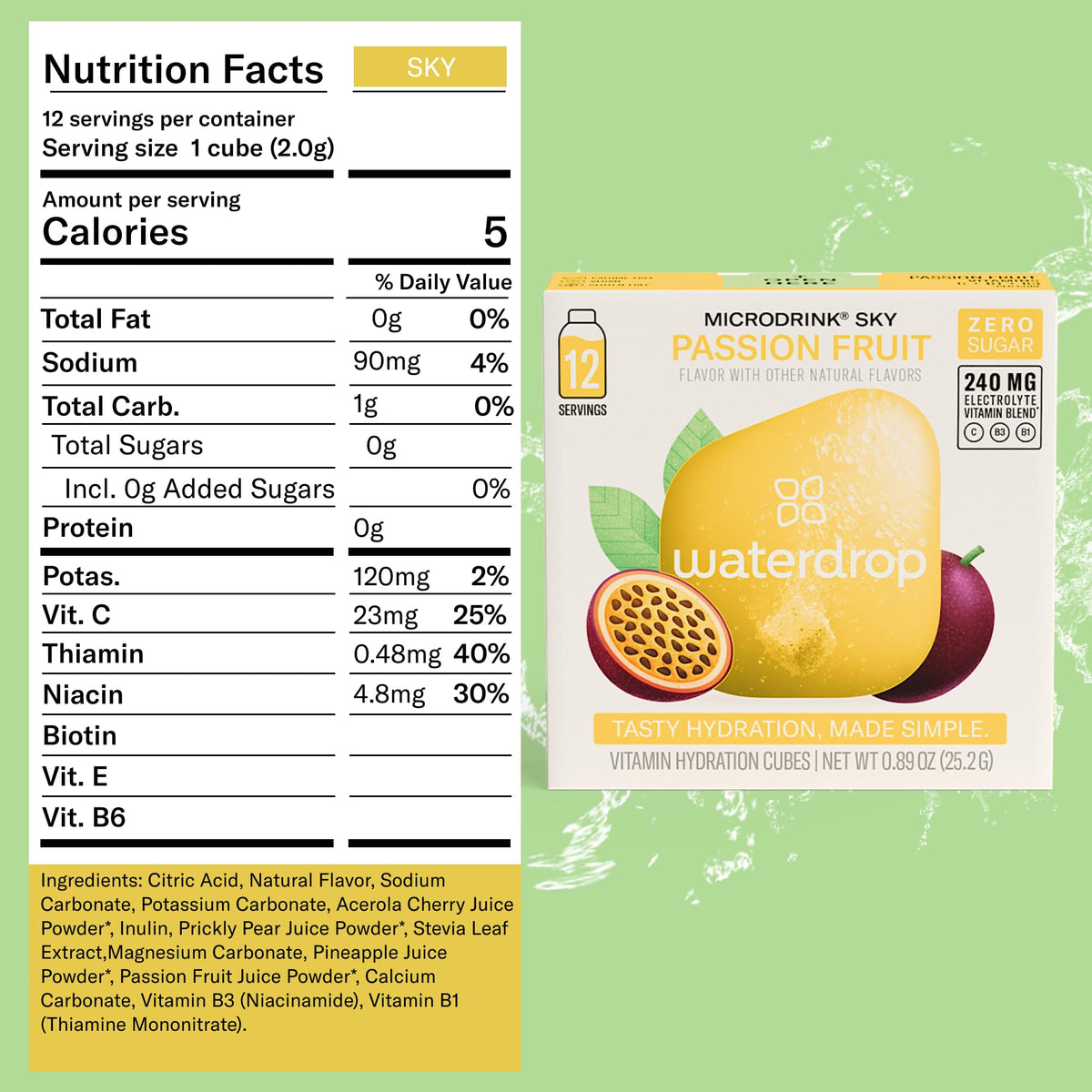 Waterdrop MICRODRINK Hydration Cubes Pineberry, Passion Fruit & Pear – On-The-Go Flavor Drops (24 CT)