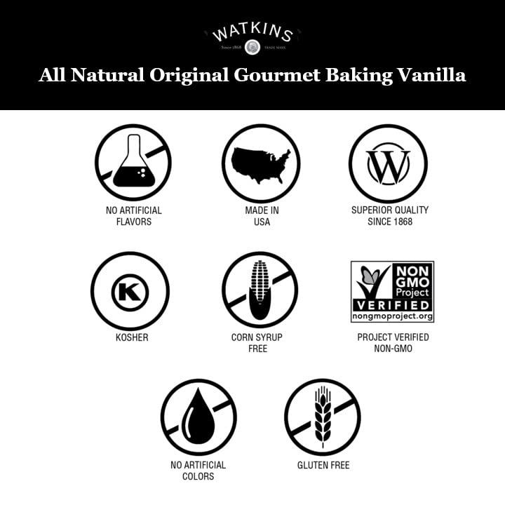 Watkins All Natural Original Gourmet Baking Vanilla, 32 oz – Double-Strength for Baking & Freezing