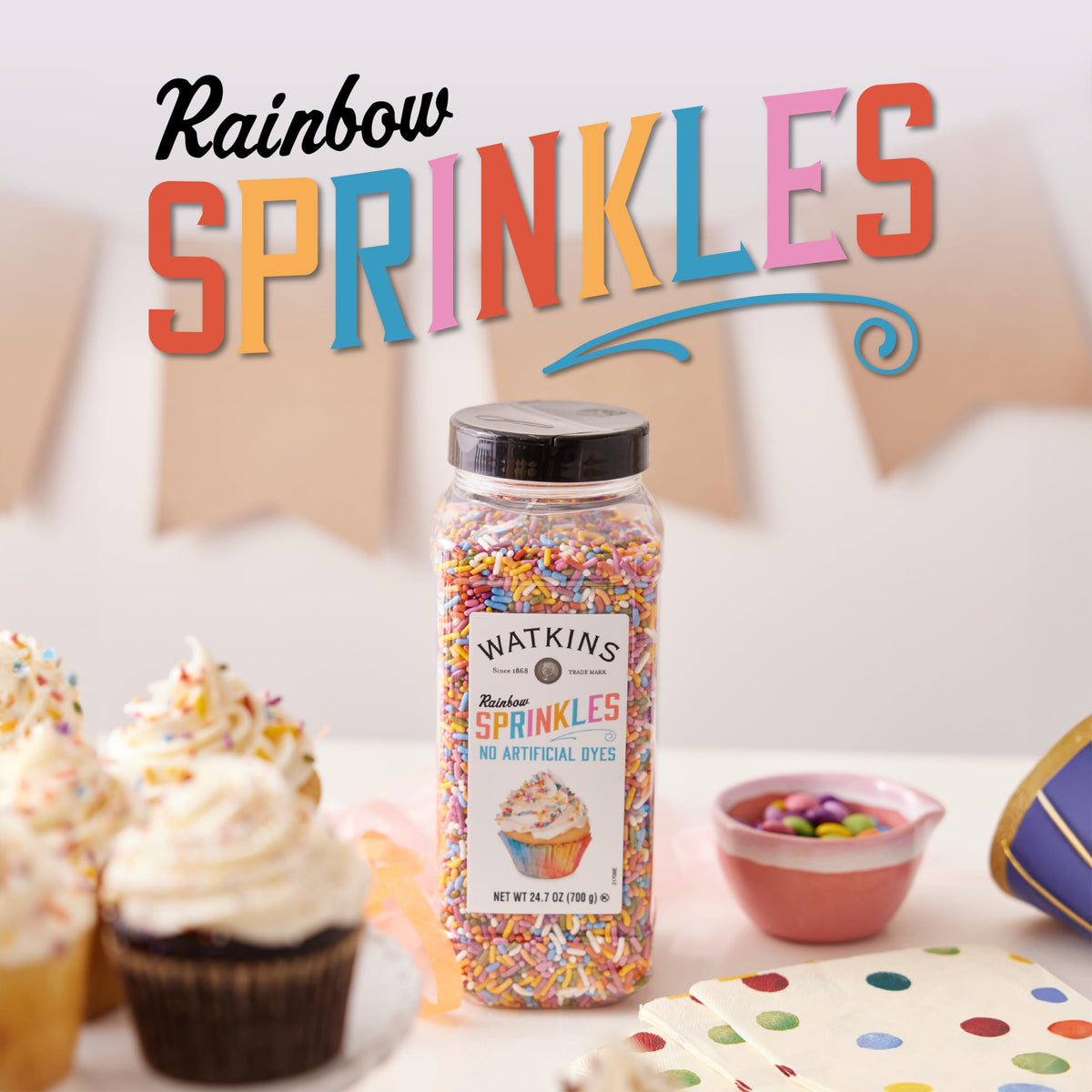 Watkins Rainbow Sprinkles - No Artificial Dyes - 24.7oz