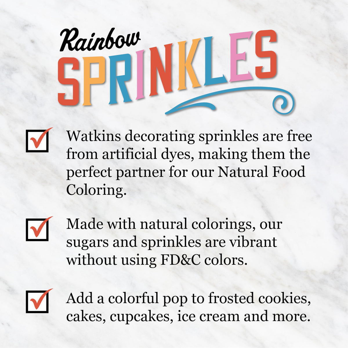 Watkins Rainbow Sprinkles - No Artificial Dyes - 24.7oz