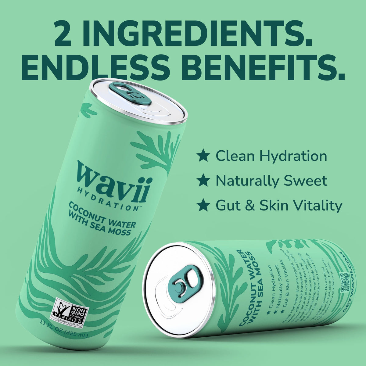 Wavii Coconut Water with Sea Moss – 12-pack, 11 fl oz | Clean Hydration