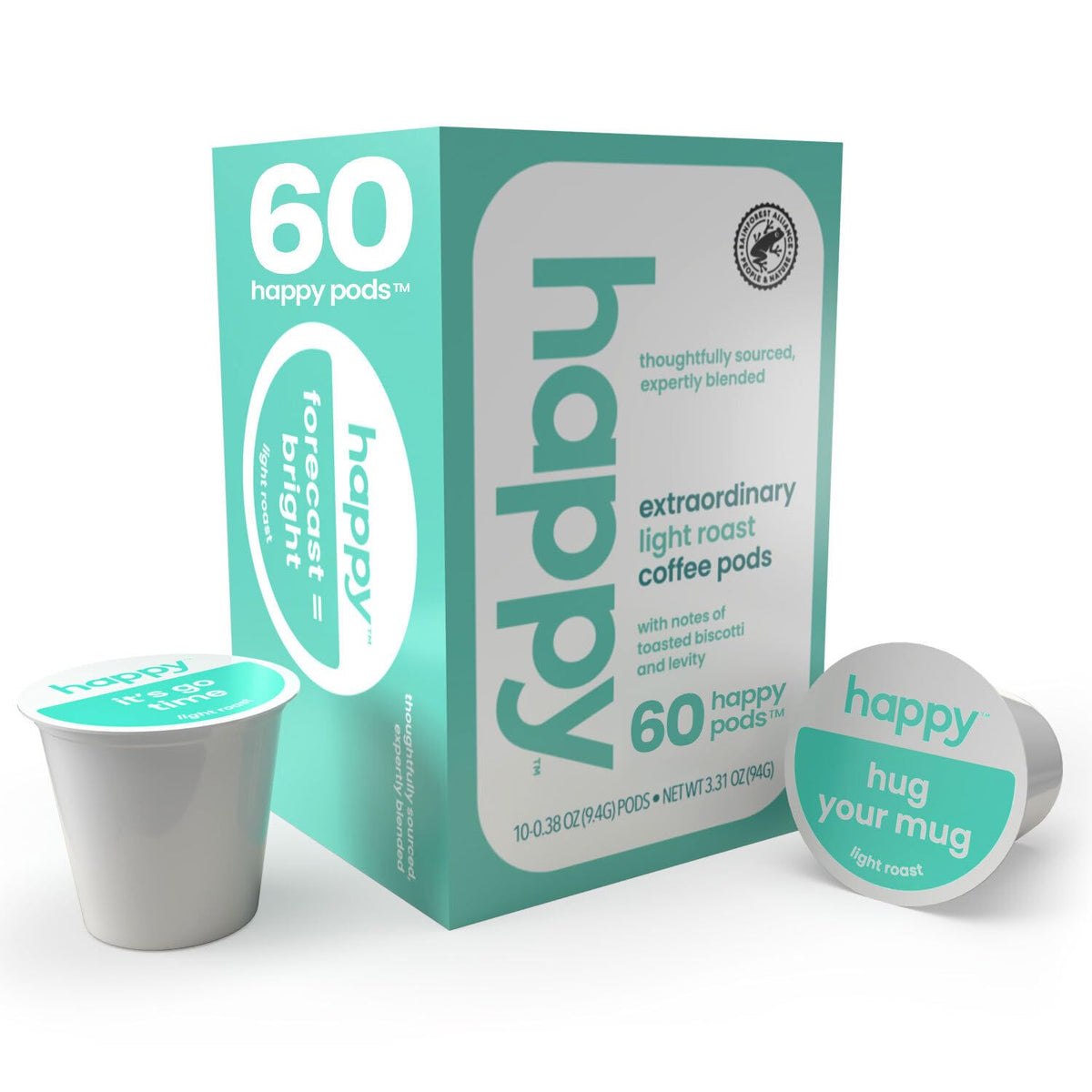 We Are Happy Light Roast Coffee Pods (60 ct) – Toasted Biscotti Notes, K-Cup Compatible, Rainforest Alliance