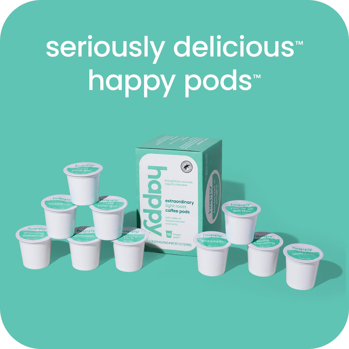 We Are Happy Light Roast Coffee Pods (60 ct) – Toasted Biscotti Notes, K-Cup Compatible, Rainforest Alliance