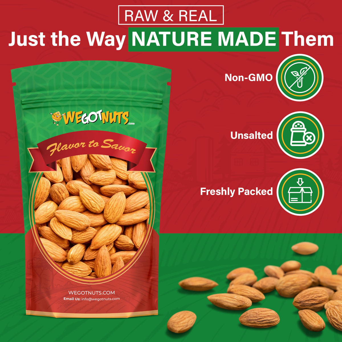 We Got Nuts Jumbo California Almonds – 64oz (4 lb), Raw, Unsalted, Shelled, Non-GMO, Kosher