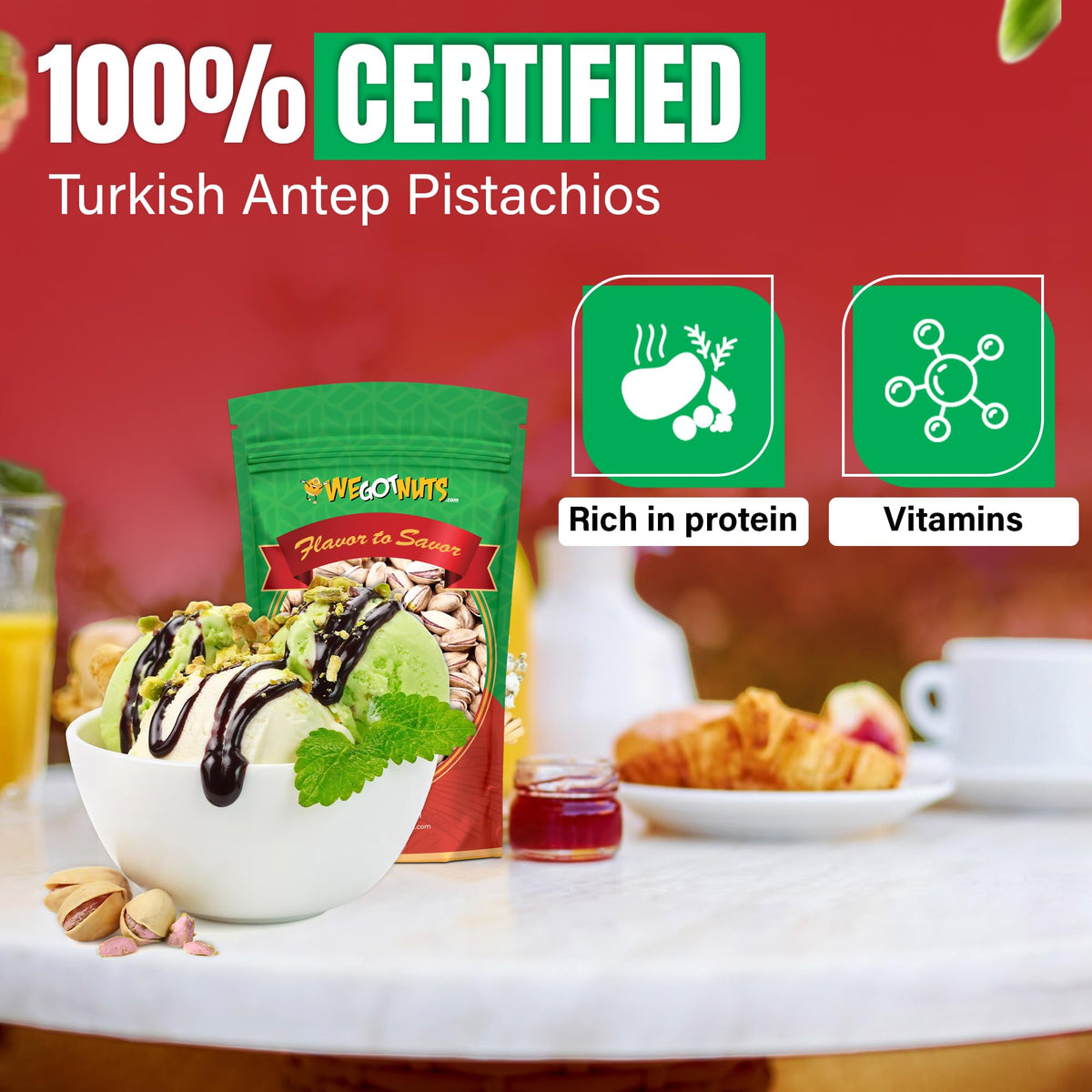 We Got Nuts Turkish Antep Pistachios 5lb – Premium Kosher Roasted In-Shell