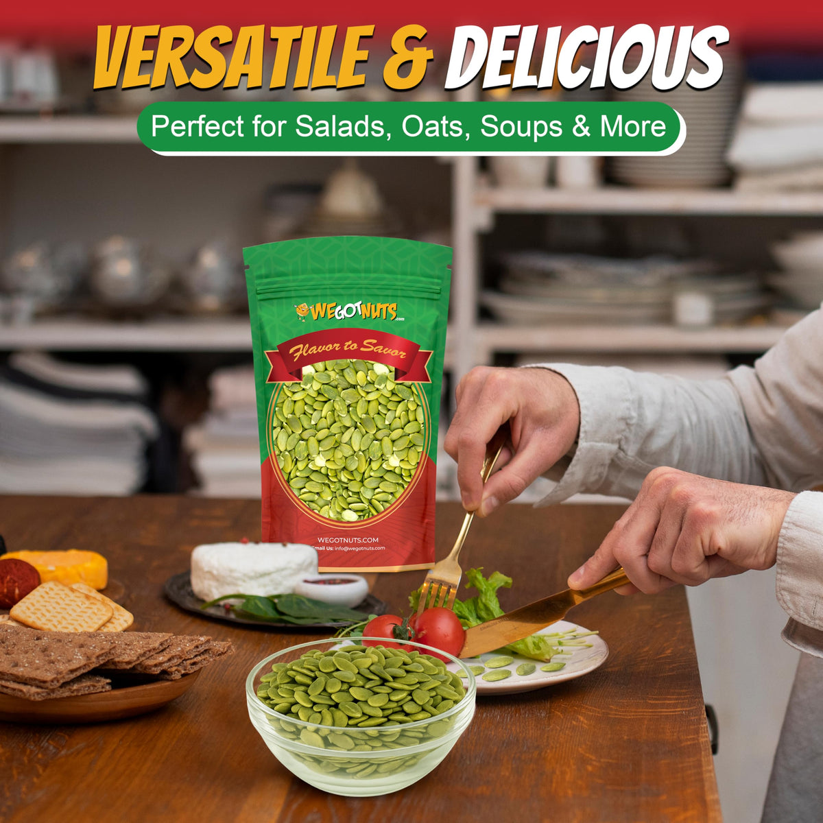 We Got Nuts Pumpkin Seeds – 4 Lbs Raw Pepitas, Shell-Free, Non-GMO, 100% Natural | Ideal for Baking, Salads, Cereal, and Roasting