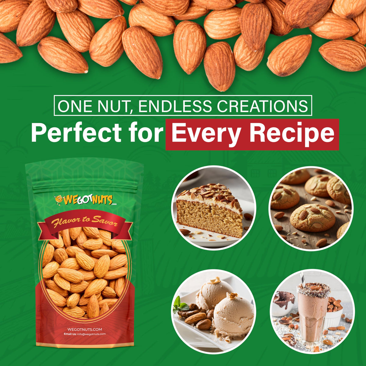 We Got Nuts Jumbo California Almonds – 64oz (4 lb), Raw, Unsalted, Shelled, Non-GMO, Kosher
