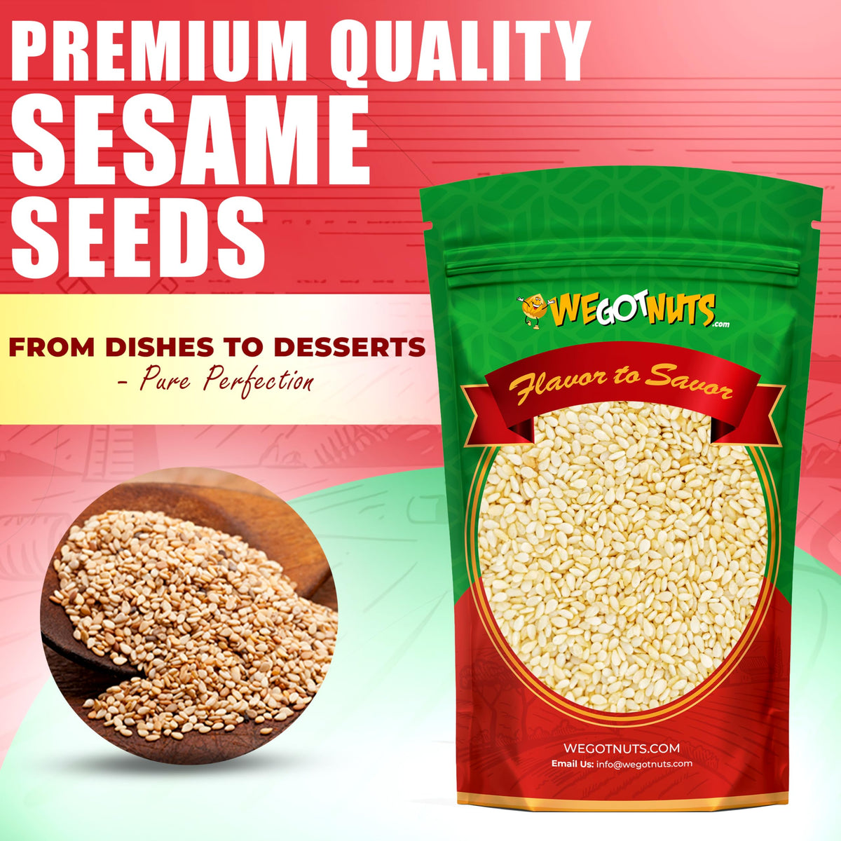 We Got Nuts White Hulled Sesame Seeds 5 Lb Bag – No Preservatives, Non-GMO, 100% Natural