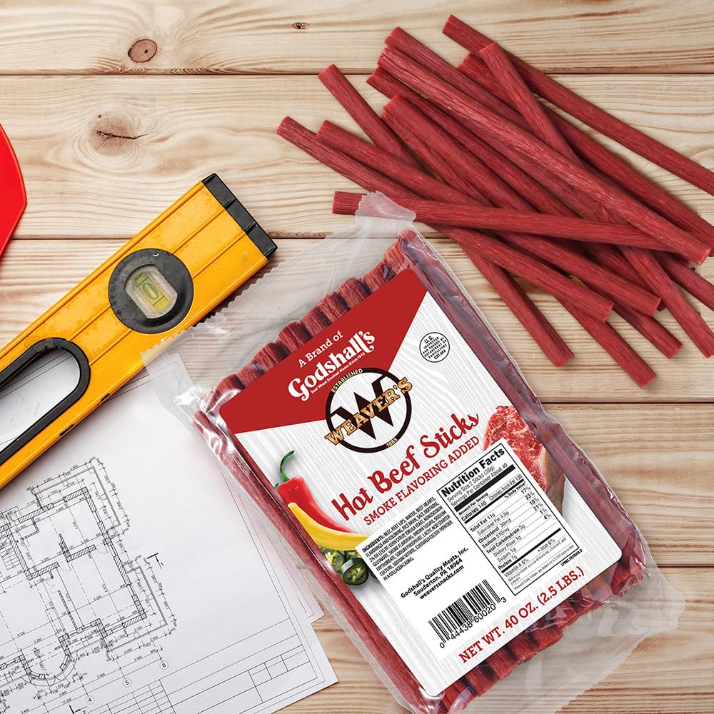 Weaver's Hot Beef Sticks – 80 Hot & Spicy 7\" Beef Sticks per 40oz Bag