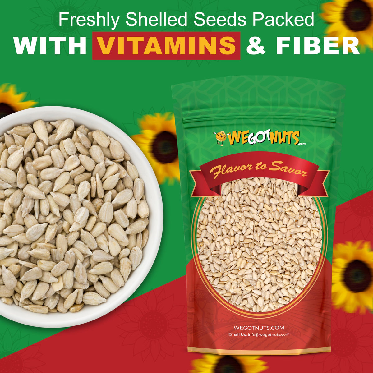 We Got Nuts Raw Sunflower Seeds – Kosher, Shelled & Unsalted, 5 lb Bag