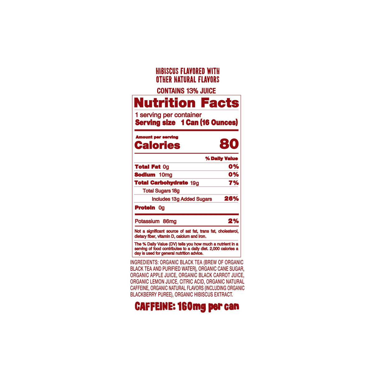WEIRD Drink Weird Organic Agua de Jamaica Hibiscus Black Tea – 16oz Cans, 160mg Organic Caffeine, Pack of 12