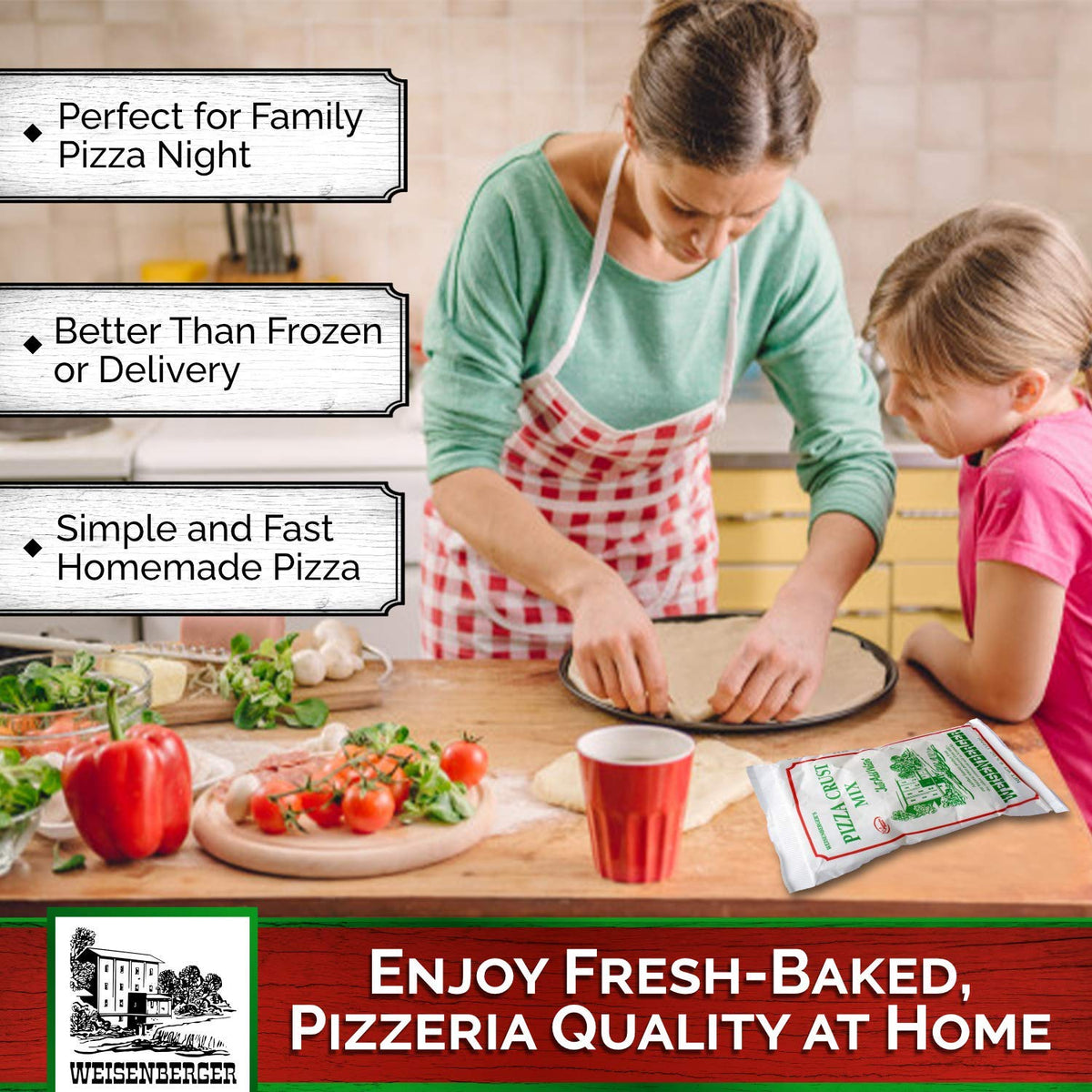 Weisenberger Pizza Crust Mix - Premade Dough for Homemade Pizza | 6.5 oz, 12 Pack