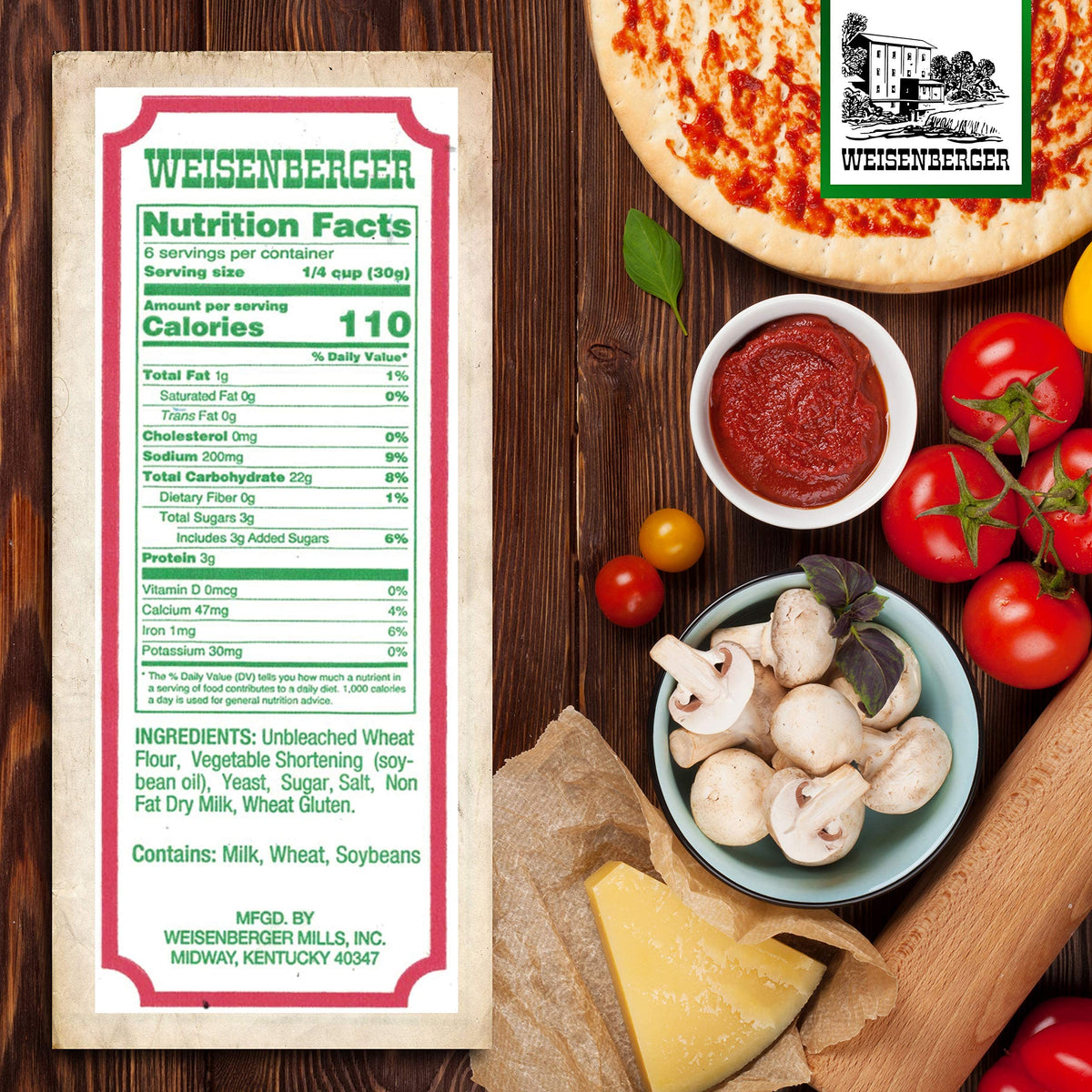 Weisenberger Pizza Crust Mix - Premade Dough for Homemade Pizza | 6.5 oz, 12 Pack