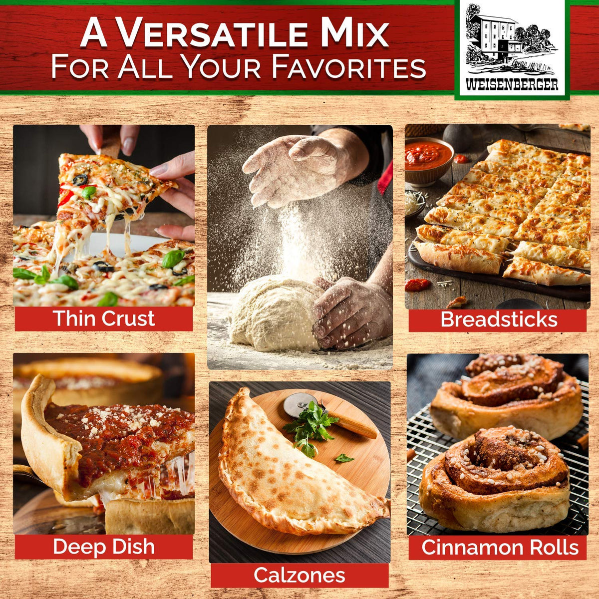 Weisenberger Pizza Crust Mix - Premade Dough for Homemade Pizza | 6.5 oz, 12 Pack