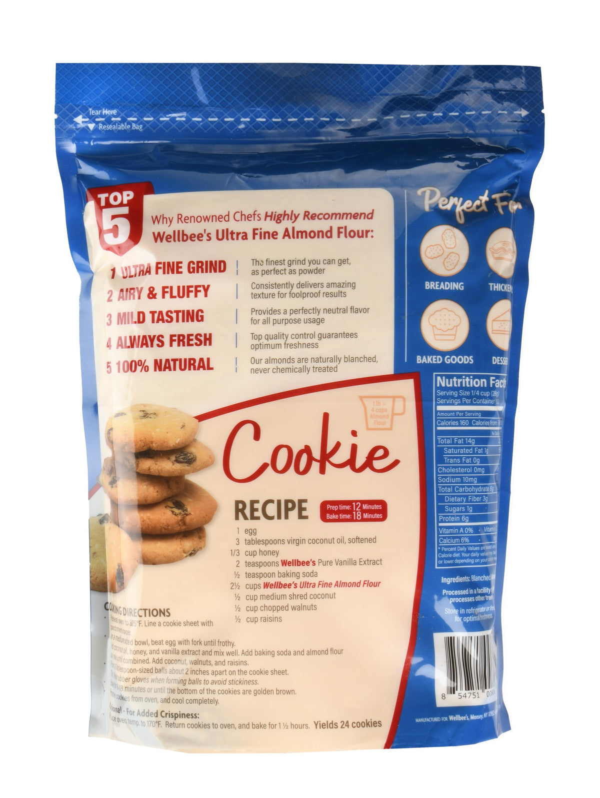 Wellbee's Almond Flour, Extra Fine – Gluten Free, Low Carb, 5 lbs