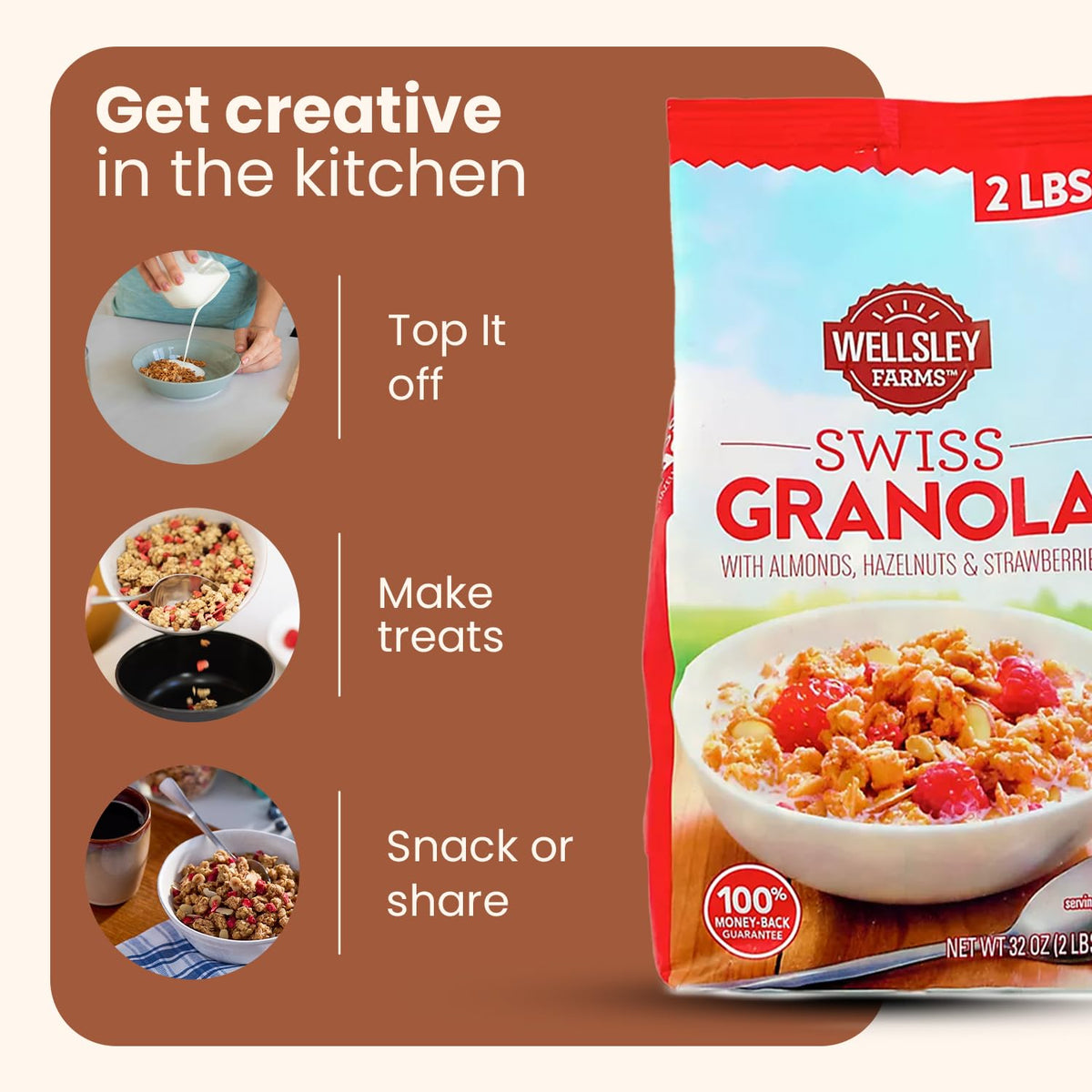 Wellsley Farms Swiss Granola | Real Fruits, Almonds & Hazelnuts | 2 lb Pack