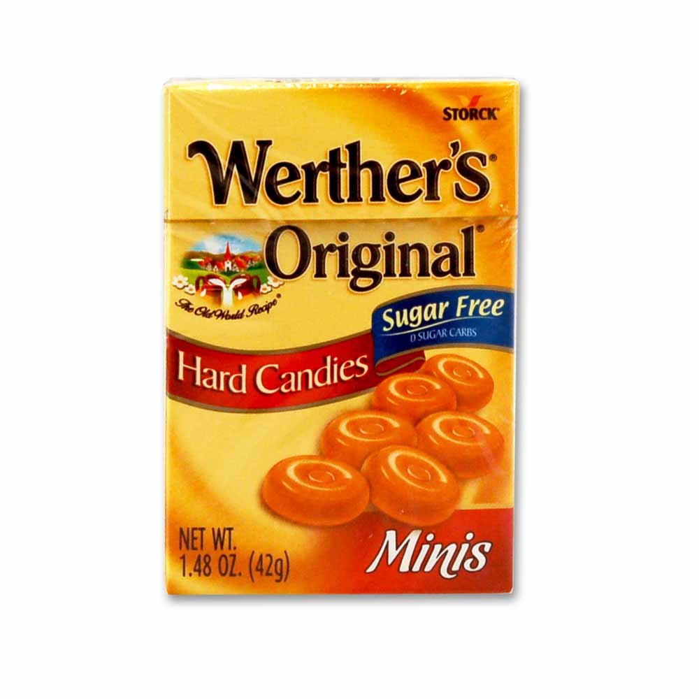 Werther's Original Sugar Free Mini Caramel Candies – Resealable 1.48 oz Boxes (Pack of 12)