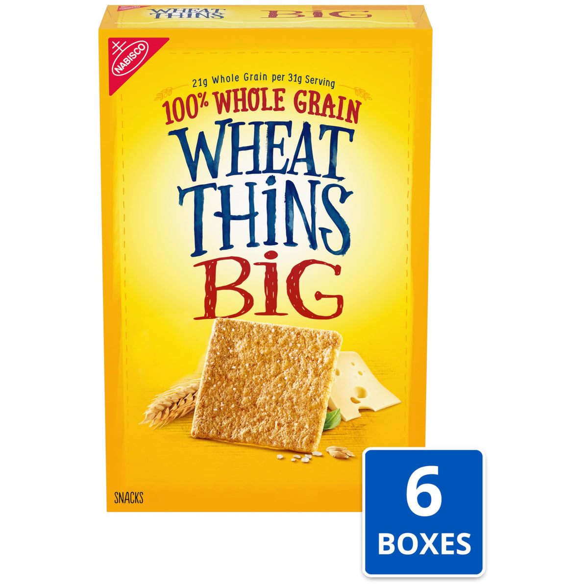 Wheat Thins BIG Snacks – Whole Grain Crackers, Bulk 6-8 oz Boxes | Crunchy, Nutty Flavor, No Artificial Flavors or Colors