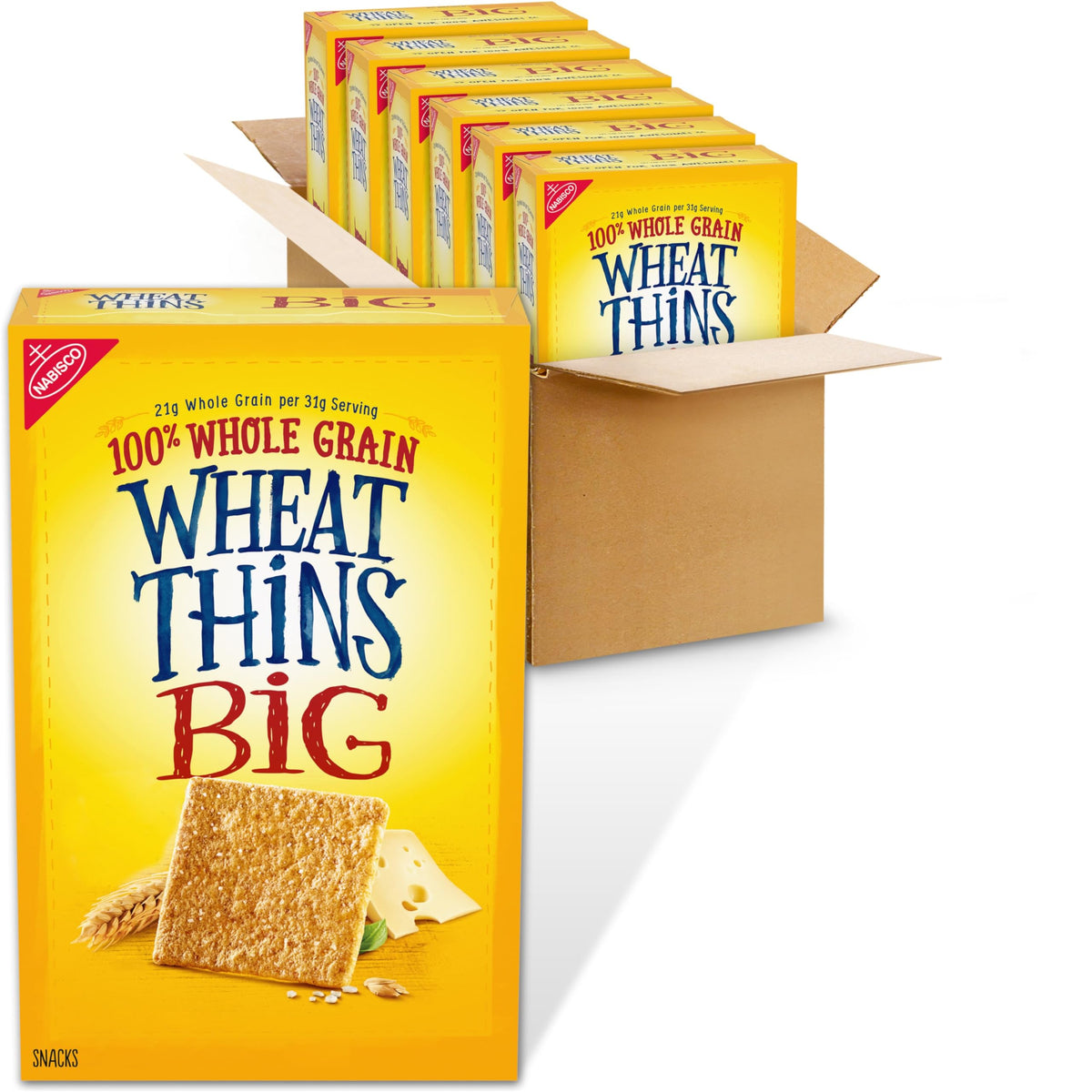 Wheat Thins BIG Snacks – Whole Grain Crackers, Bulk 6-8 oz Boxes | Crunchy, Nutty Flavor, No Artificial Flavors or Colors