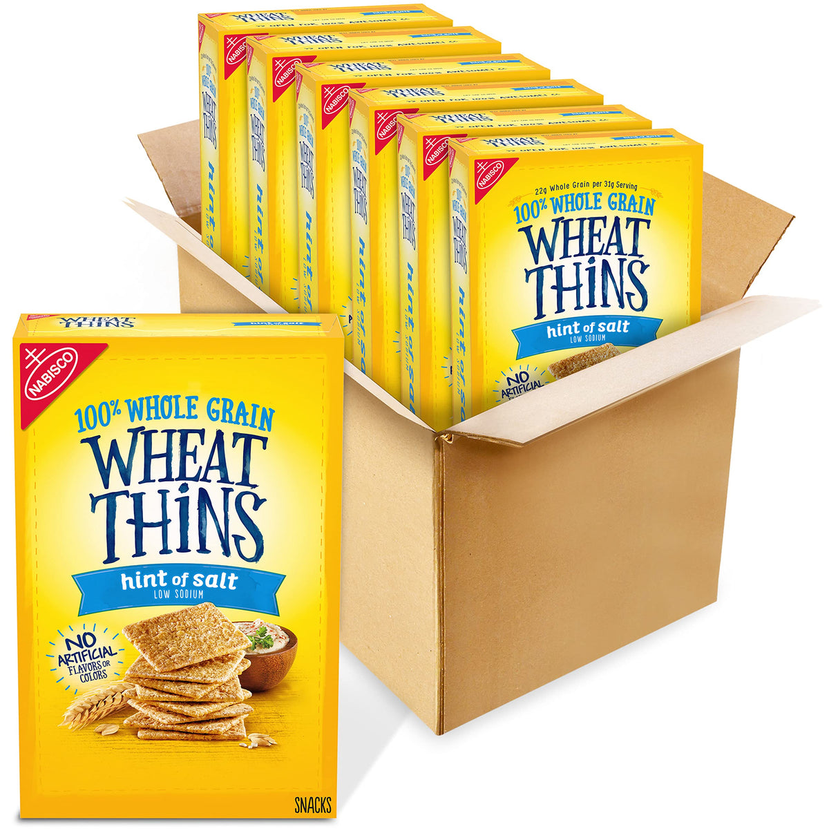 Wheat Thins Hint of Salt Low Sodium Whole Grain Crackers — 6 x 8.5 oz Bulk Box