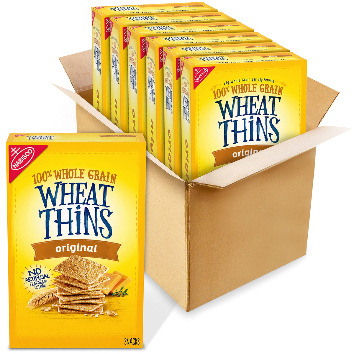 Wheat Thins Original Snacks – Whole Grain Wheat Crackers, Bulk 6 x 8.5 oz
