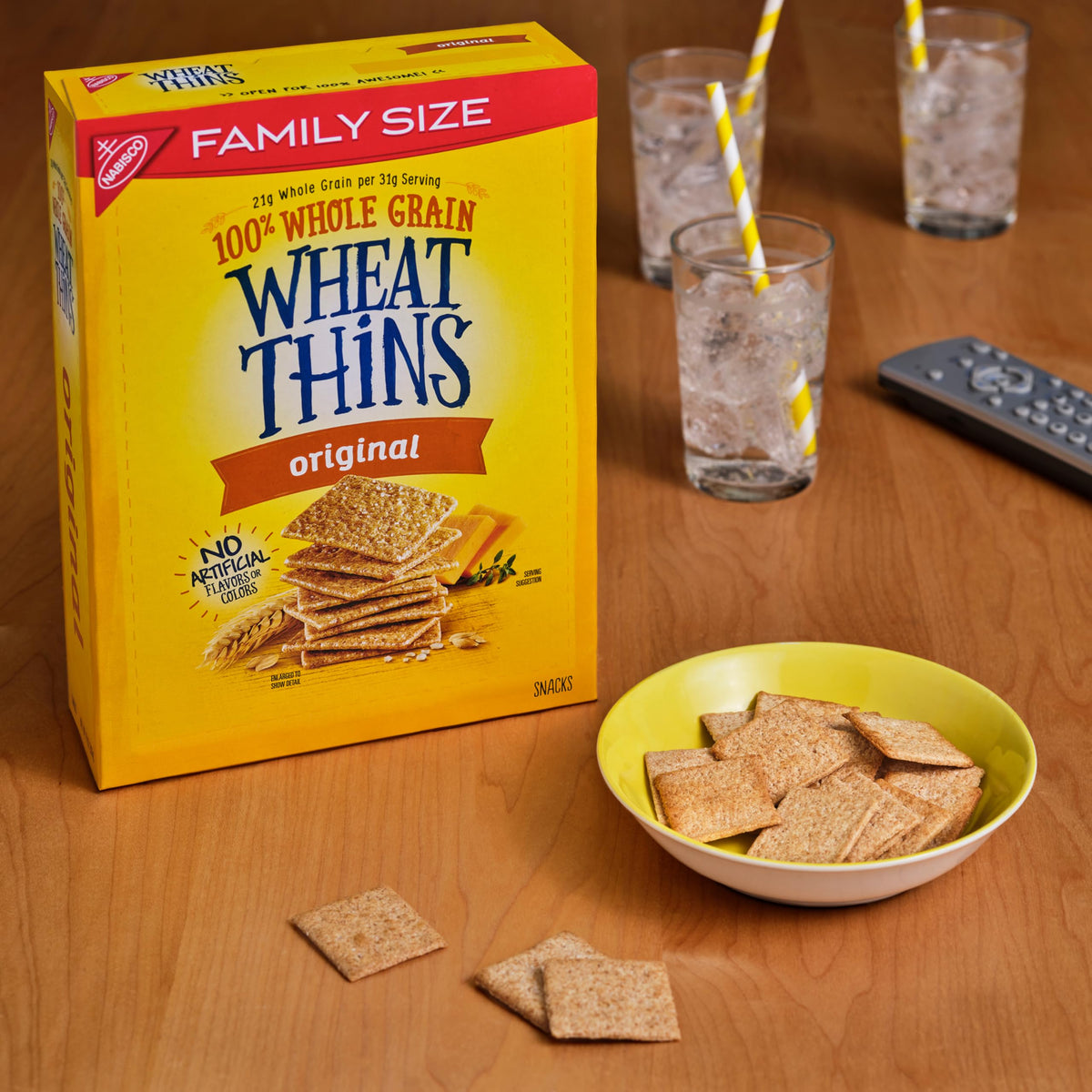 Wheat Thins Original Snacks - Whole Grain Crackers, Family Size Bulk (6x14 oz)