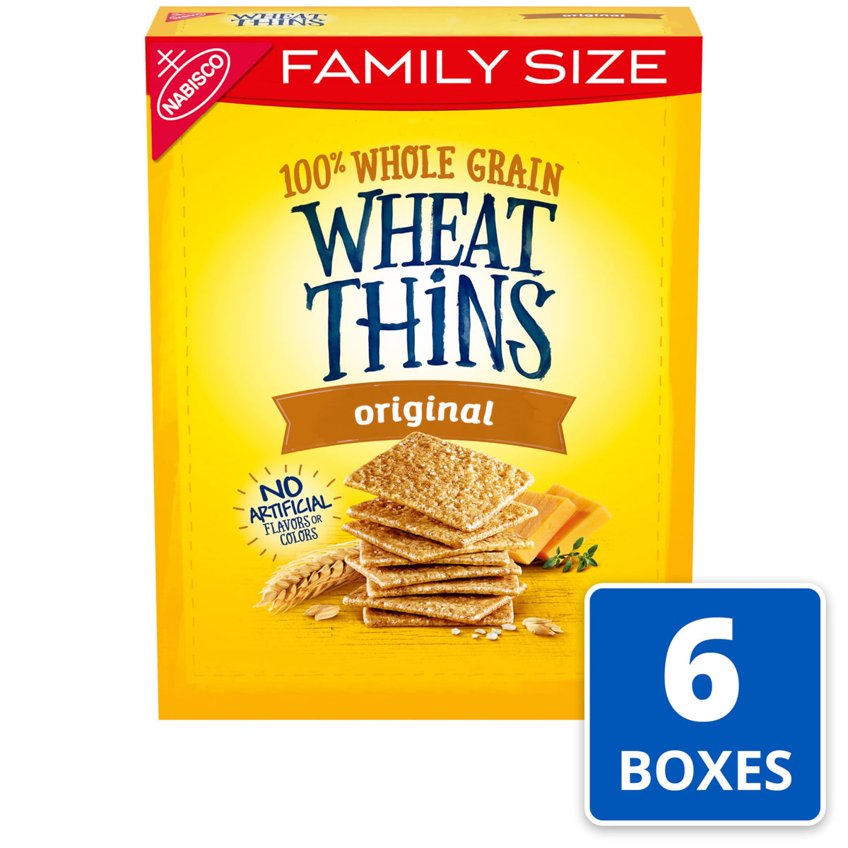 Wheat Thins Original Snacks - Whole Grain Crackers, Family Size Bulk (6x14 oz)