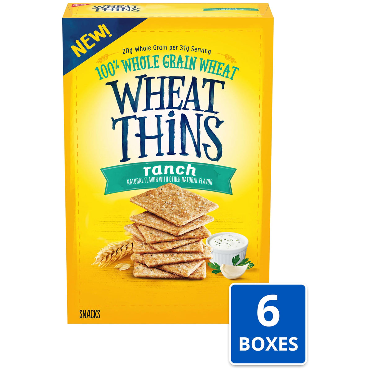 Wheat Thins Ranch Flavored Whole Grain Crackers — Bulk 6-8.5 oz Boxes