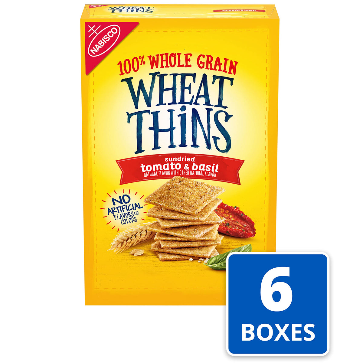 Wheat Thins Sundried Tomato & Basil Snacks – Whole Grain Crackers, 6 x 8.5 oz