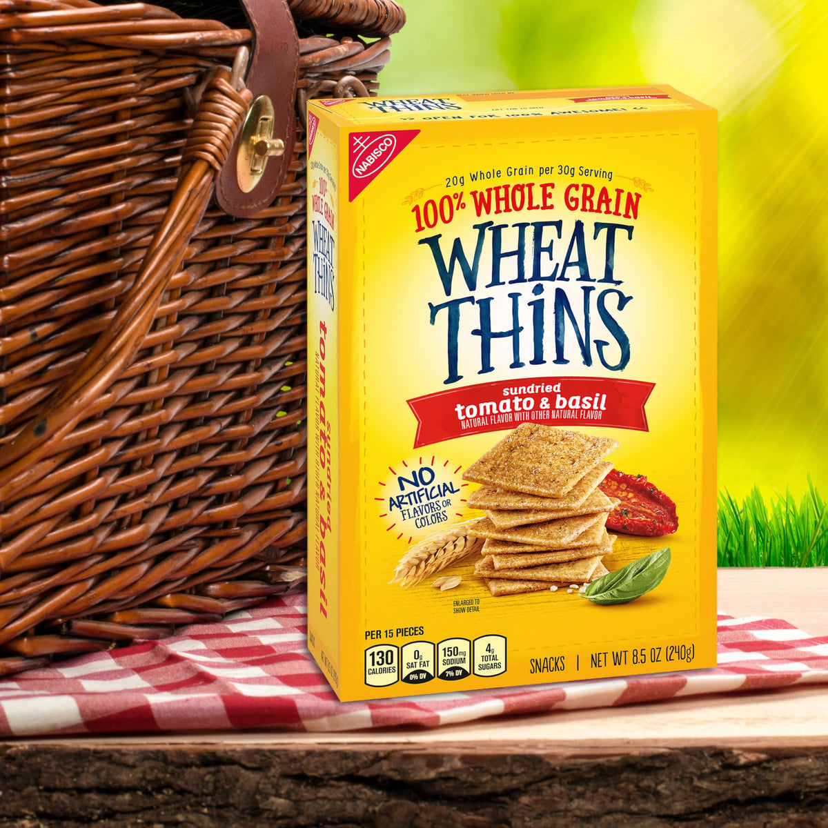 Wheat Thins Sundried Tomato & Basil Snacks – Whole Grain Crackers, 6 x 8.5 oz