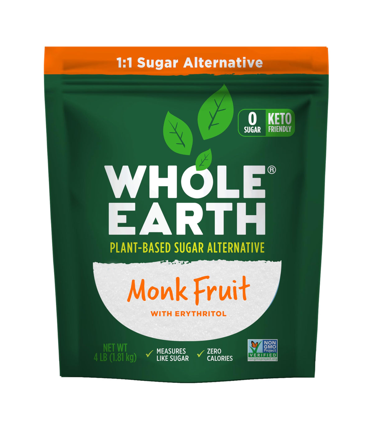 Whole Earth Monk Fruit Sweetener with Erythritol – 4 lbs | 1:1 Sugar Substitute