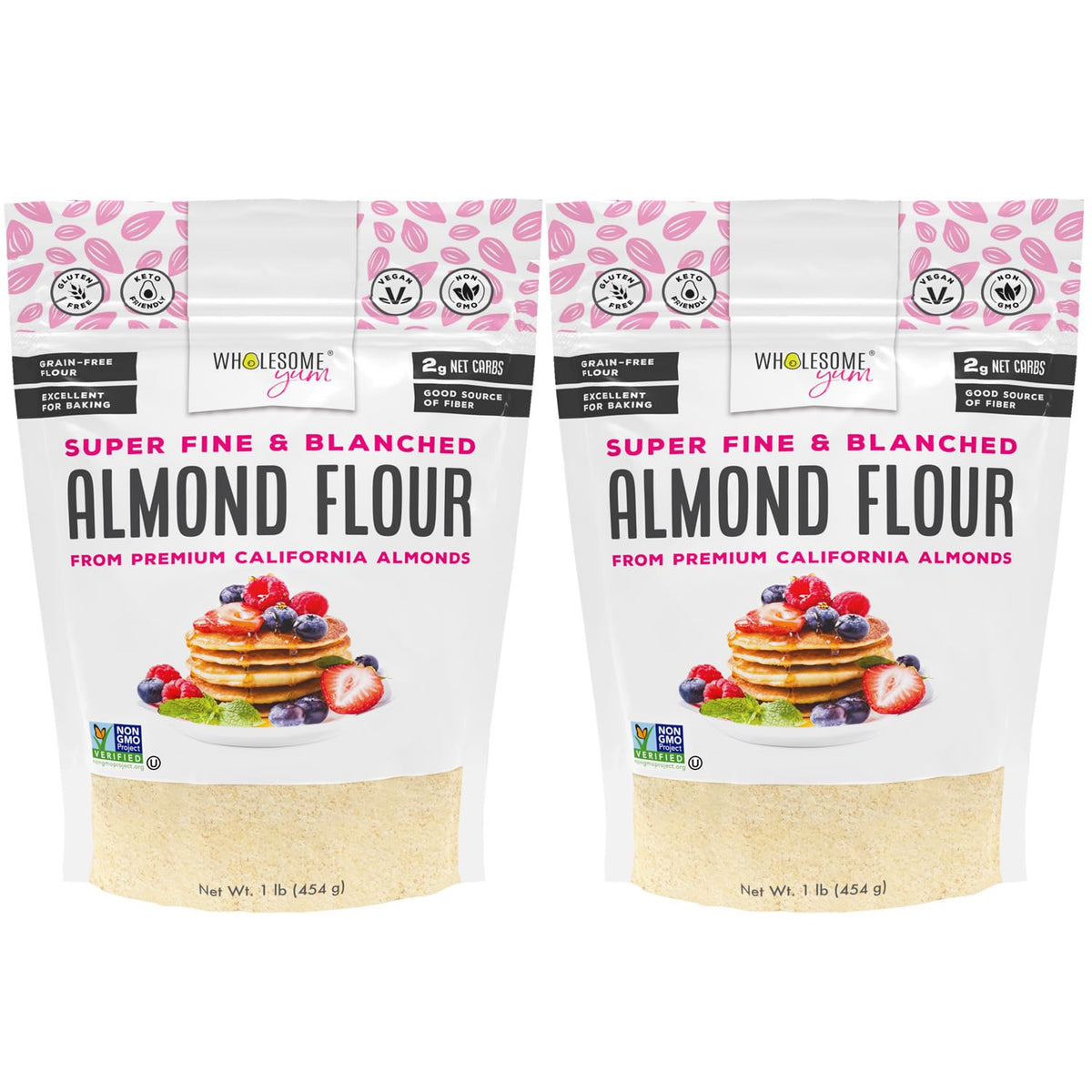 Wholesome Yum Premium Fine Blanched Almond Flour – 16oz Pack of 2 | Gluten Free, Low Carb, Non-GMO, Keto Friendly