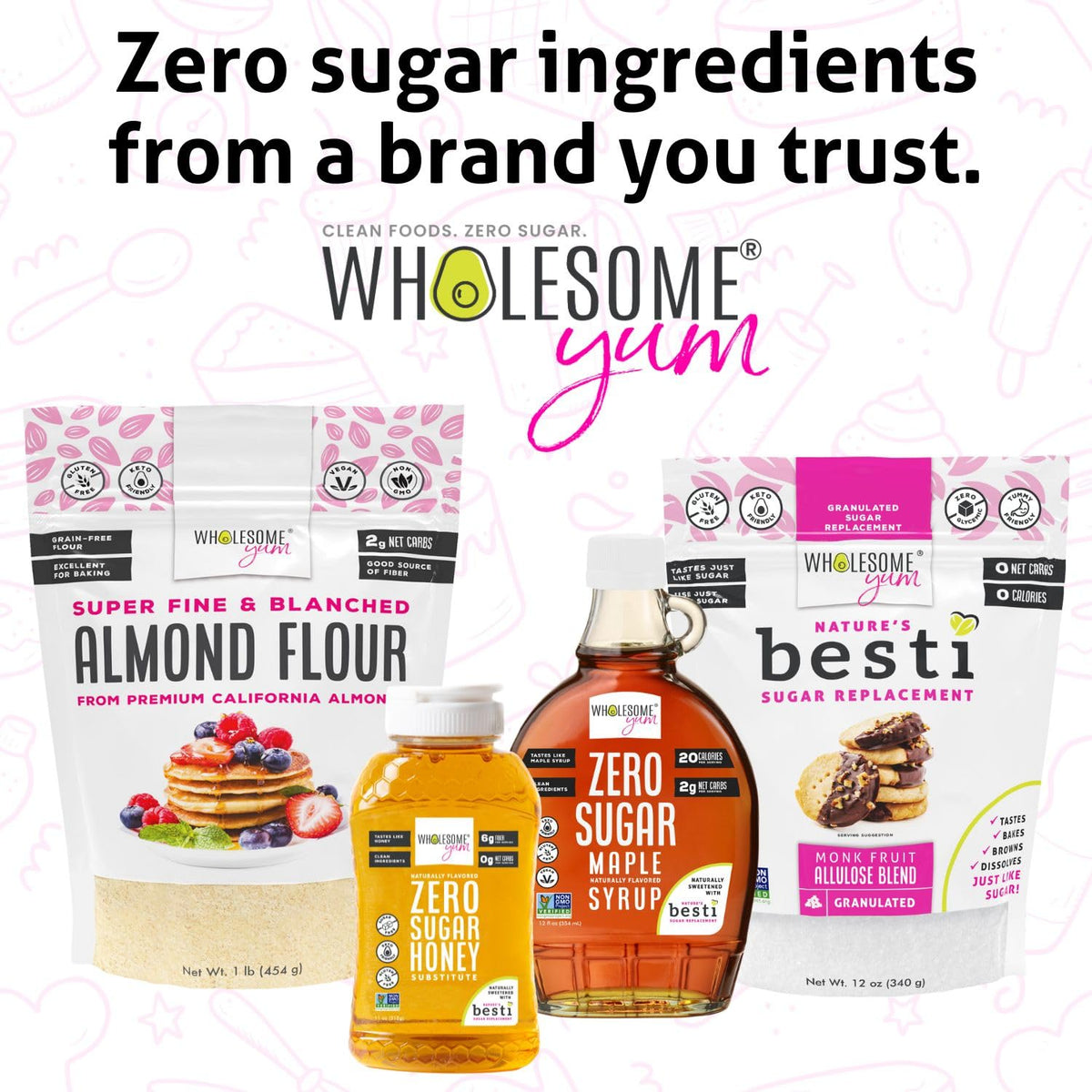 Wholesome Yum Premium Fine Blanched Almond Flour – 16oz Pack of 2 | Gluten Free, Low Carb, Non-GMO, Keto Friendly