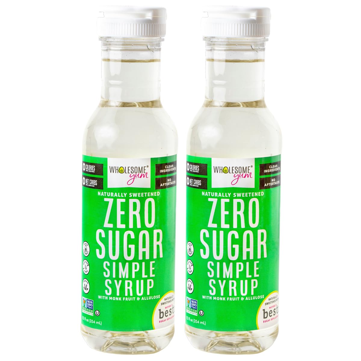 Wholesome Yum Keto Simple Syrup – Sugar Free, Zero Calorie, Monk Fruit & Liquid Allulose
