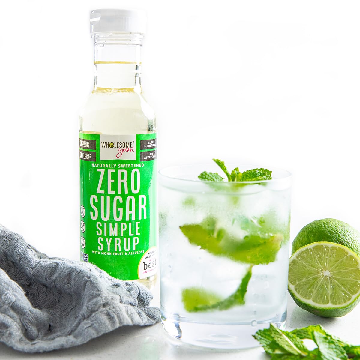 Wholesome Yum Keto Simple Syrup – Sugar Free, Zero Calorie, Monk Fruit & Liquid Allulose