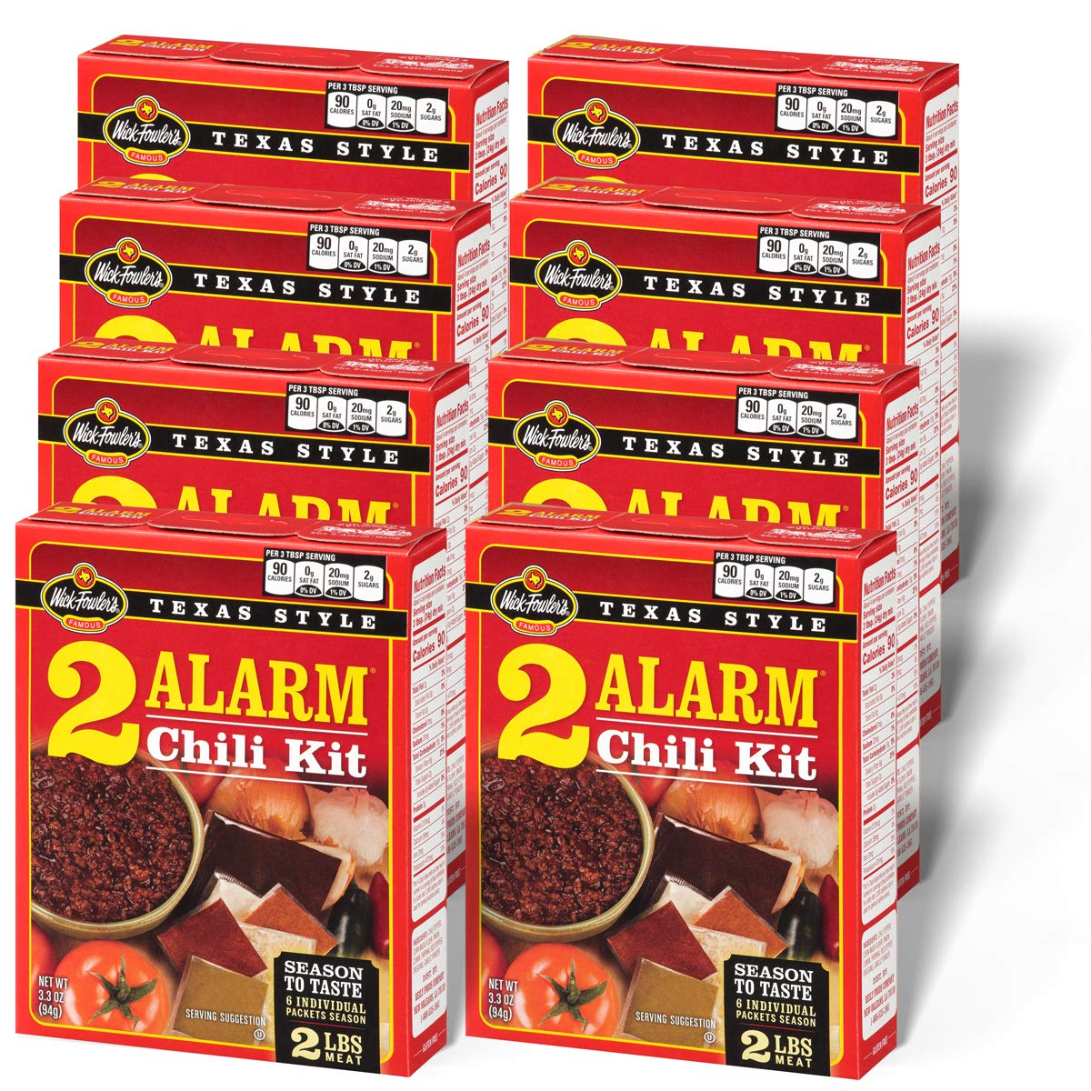 Wick Fowler's 2-Alarm Chili Kit – Authentic Texas-Style Chili Seasoning (Pack of 8)