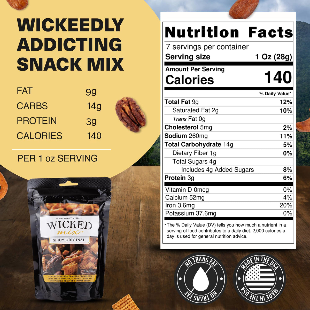 Wicked Mix Snack Mix with Mixed Nuts - Original Mix (3-Pack) | Zero Trans Fat