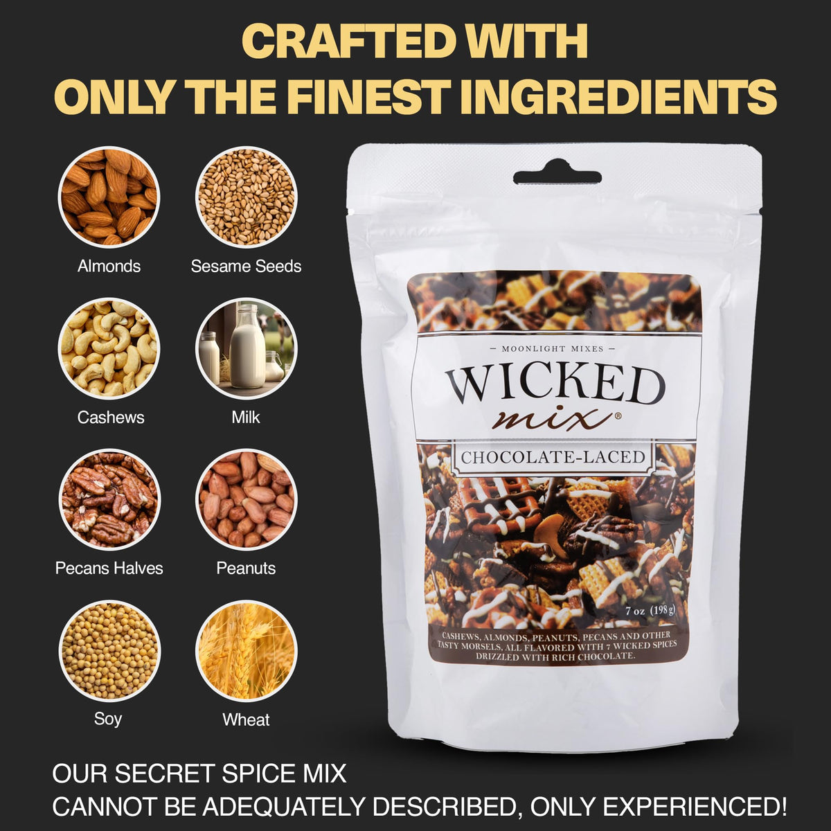 Wicked Mix Snack Mix with Mixed Nuts – 3 Pack, Zero Trans Fat, Chocolate Laced