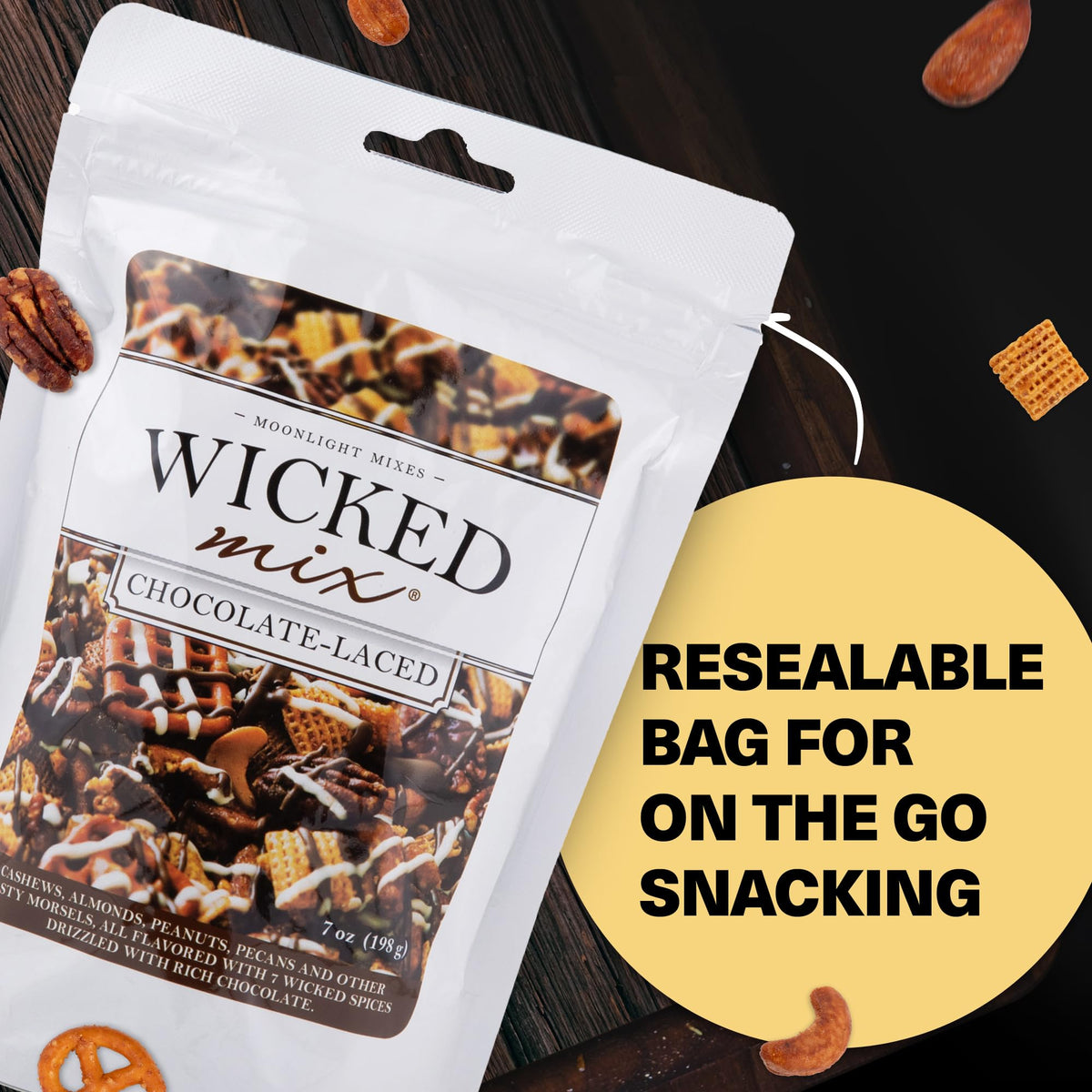 Wicked Mix Snack Mix with Mixed Nuts – 3 Pack, Zero Trans Fat, Chocolate Laced