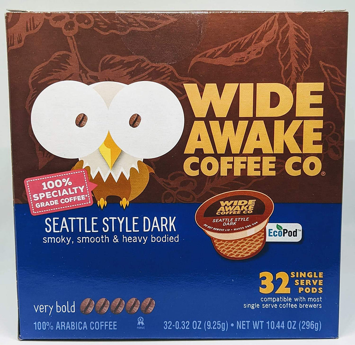 Wide Awake Coffee Seattle Style Dark Single-Serve Cups 13oz – 32-Count Box