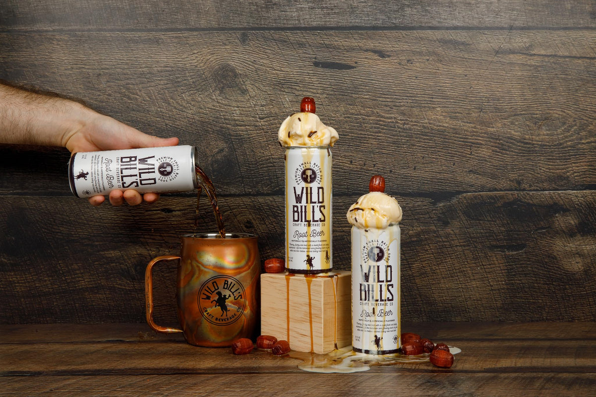 Wild Bill's 4 Flavor Craft Soda Variety Pack – Black Cherry, Orange Cream, Root Beer, Vanilla Cream | Cane Sugar, Caffeine Free