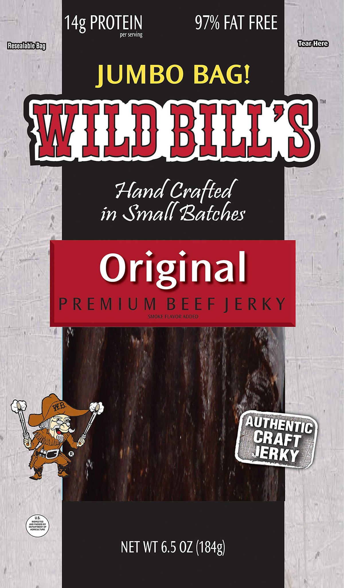 Wild Bill's 6.5oz Hickory Smoked Beef Jerky Pack | Re-sealable