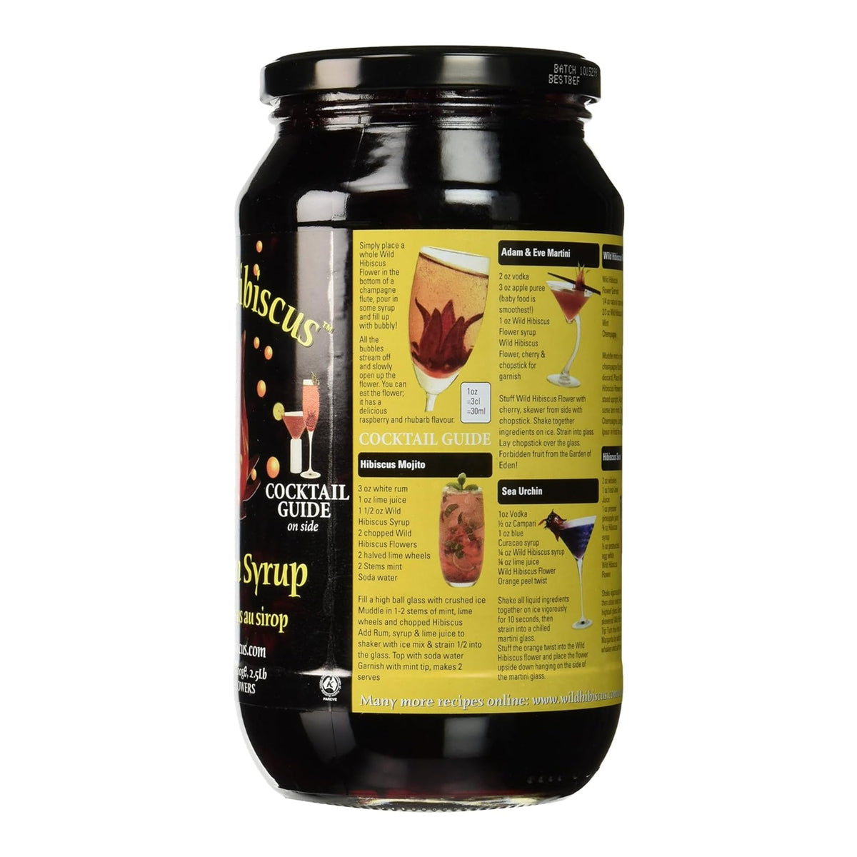 Wild Hibiscus Flowers in Syrup – 50 Edible Flowers per Jar, Champagne Garnish, 2.5 lbs, Natural, Kosher Pareve
